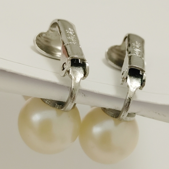 PEARL CLIP Vintage Double 1960 Judy Lee Retro Lusterous Clip Earrings - Picture 4 of 6